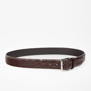 Loro Piana Owen Belt Chocolate Brown Croc Leather